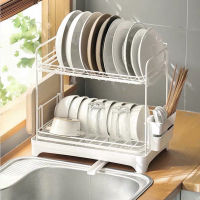 Dishes drain rack : ชั้นวางจานสองชั่น พร้อมท่อระบายน้ำปรับได้