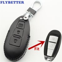 dvfggv FLYBETTER Genuine Leather Key Case 2Button Smart Key Cover For Suzuki Vitara/Swift/SX4/Baleno/Kizashi/Ertiga/S-Cross L90