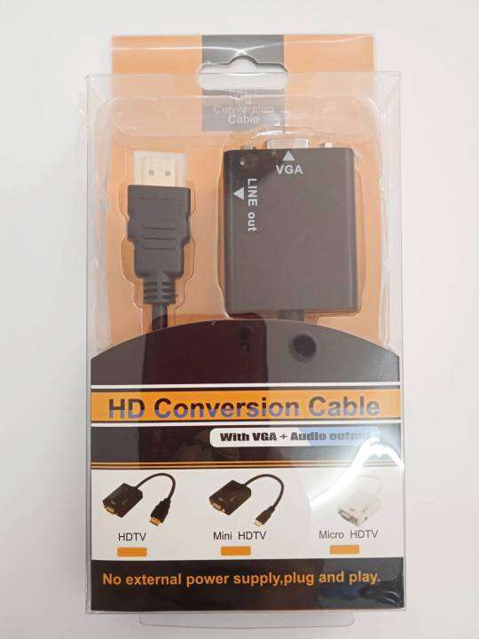 อะแดปเตอร์-hdmi-to-vga-adapter-aux-สายเฮดดีเอมไอเป็นวีจีเอ-ตัวแปลงสัญญานจอคอม-กล่องแปลงสัญญานคอมออกจอ-สามารถต่อเสียงด้านข้างได้