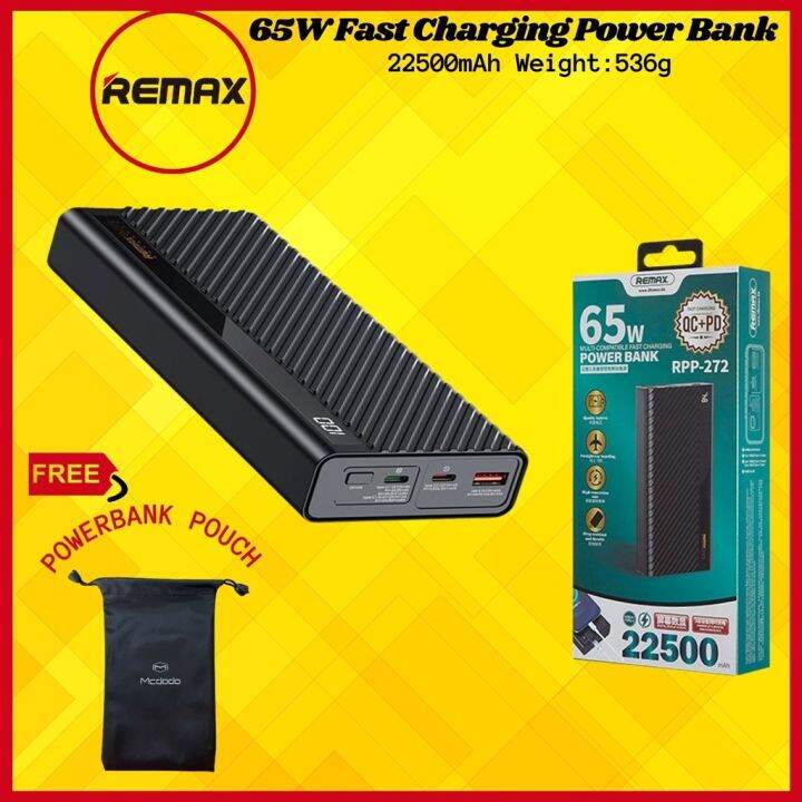 【1YrWarranty】Remax RPP272 22500mAh 65W Power Bank Car Battery Charger