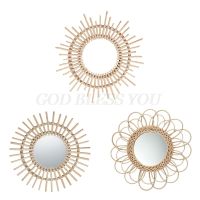 【hot】ஐ۩  Rattan Innovative Decoration Round Makeup Mirror Dressing Bedroom Wall Hanging Mirrors Photo Props Drop Ship