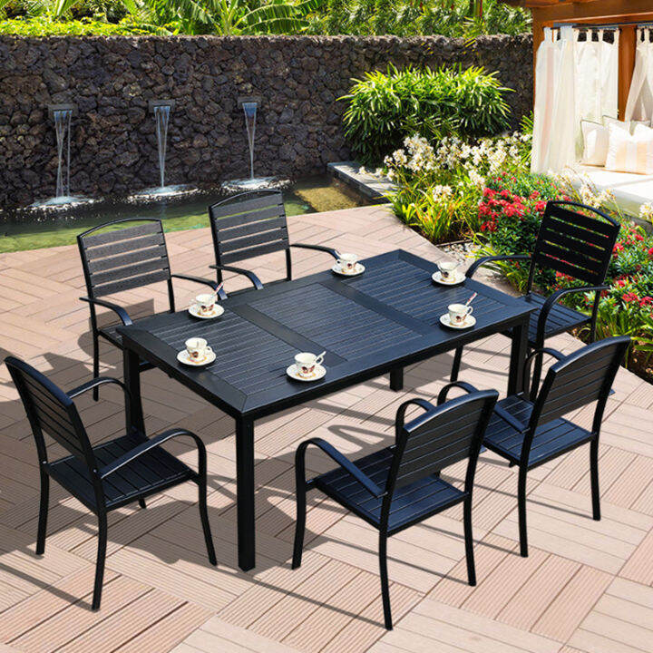 Kimdelin Outdoor Table(160x90cm ) and 6 Chairs , Outdoor Courtyard ...