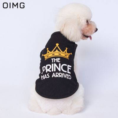 OIMG Prince Princess Dog Shirts Chihuahua Pomeranian Bichon Summer Dog Cat Clothing Love Print T-shirts For Small Dogs Costumes