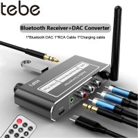 Tebe ตัวรับ5.2บลูทูธเครื่องแปลง DAC ไร้สายตัวรับสัญญาณเสียงโคแอกเซียลเป็น R/L 3.5มม. อะแดปเตอร์ Aux พร้อมยูดิสก์เล่นไมค์ควบคุมระยะไกล