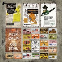 Vintage Chain Saws โปสเตอร์โลหะ,แผ่นป้ายดีบุกภาพวาดเหล็ก,STIHL Chain Saws Plaque, Wall Decor,เหมาะสำหรับตกแต่งฟาร์ม,ที่ไม่ซ้ำกันและ Rustic