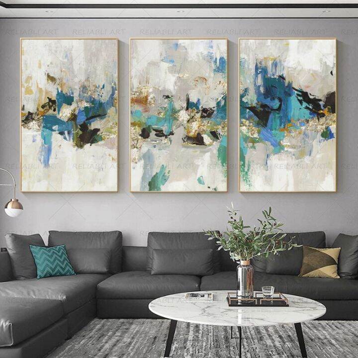 Abstract Golden Posters and Prints Oil Painting on Canvas for Living ...