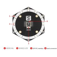 6 1 I2S ไมโครโฟนการจดจำเสียงโมดูลอาร์เรย์ที่ตั้งโปรแกรมได้ RGB LED บอร์ดพัฒนาจอแสดงผลจับภาพแหล่งกำเนิดเสียง N84A