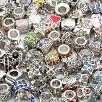 Wholesale 45g Mixed Metal Big Hole Enamel Rhinestone Crystal Bead Charms For Needwork celet Jewelry Making 8.5mm-12mm