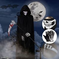 【Love as before】เด็กฮาโลวีน Grim Reaper เครื่องแต่งกายน่ากลัว Grim Reaper Dress-Up Ghost Robe Creepy Phantom ฮาโลวีนคอสเพลย์เสื้อคลุมสำหรับชาย