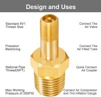 ถังอัดอากาศวาล์วเติม NPT Schrader ถังทองเหลืองวาล์วเติมถัง Schrader 1/4 NPT 1/8NPT วาล์วทองแดง