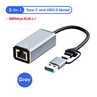 อุปกรณ์เชื่อมต่อ อะแดปเตอร์สายแลน 2in1 USB+Type C to Ethernet Adapter USB 3.0 Hub 100/1000Mbs USB Gigabit Network Adapter การ์ดเครือข่ายสำหรับแล็ปท็อป ใช้กับ office/entertainment