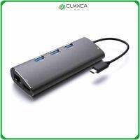 การถ่ายโอนข้อมูลแบบ HDMI CLMXCA Splitter 4K พร้อมสวิตช์เปิด/ปิดประเภท C ตัวขยาย3.0ฮับ USB อะแดปเตอร์อีเทอร์เน็ต RJ45