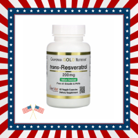 Trans-Resveratrol พร้อมส่ง!!!EXP02/23 California Gold Nutrition trans-Resveratrol 200mg, 60 Veggie Capsules[ช่วยชะลอวัย]