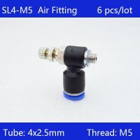 QDLJ-High Quality 6pcs Pneumatic Piping Speed Controller One Touch Fitting 4mm To M5 Male Thread Sl4-m5