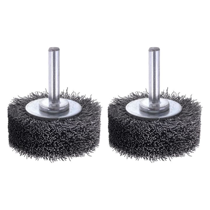 wire-wheel-brush-for-drill-attachment-2-inch-removal-paint-rust-0-0118-inch-carbon-steel-wire-1-4-inch-shank-20000rpm-2pcs