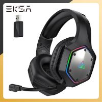 EKSA 7.1 Headphone Gaming ไร้สายรอบทิศทาง2.4กิกะเฮิร์ตซ์ชุดหูฟังแบบมีสาย E1000 WT RGB Gamer พร้อมหูฟัง ENC สำหรับพีซี PS4 PS5 Xbox หนึ่ง