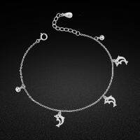 Summer Fashion Accessories Womens 925 Sterling Silver Anklet Chic Dolphin Pendant Ankle Silver Chain Beach Sandals Charm Jewelr