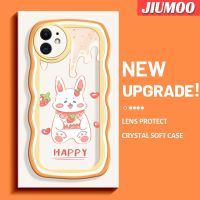 เคส JIUMOO สำหรับ iPhone 11 Pro 11 Pro Max ดีไซน์ใหม่ลายการ์ตูนกระต่ายสตรอเบอร์รี่ที่สร้างสรรค์เคสโปร่งใสลายกล้องถ่ายรูปซิลิกาเจลฝาครอบป้องกันขอบลอนเคสมือถือกันกระแทกแบบใสนิ่ม