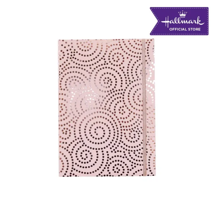 Hallmark Notebook with Elastic Band 80 sheets (Rose gold Dotted Twirl