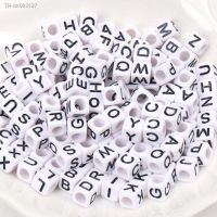 ☈ Hot Wholesale White and Black Letter Alphabet Cube Acrylic Letter loose Beads Fit Jewelry making 6mm 50/100/200pcs