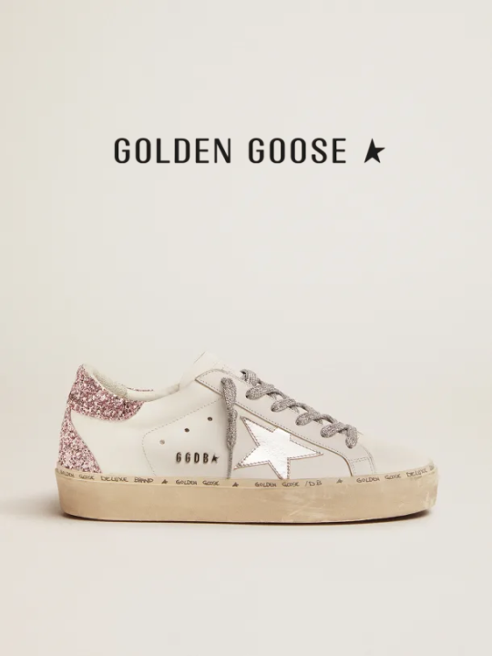 Original Golden Goose Hi Star sneakers with silver laminated