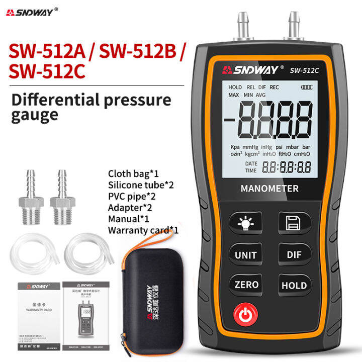 SNDWAY Digital Differential Manometer Handheld Air Pressure Gauge