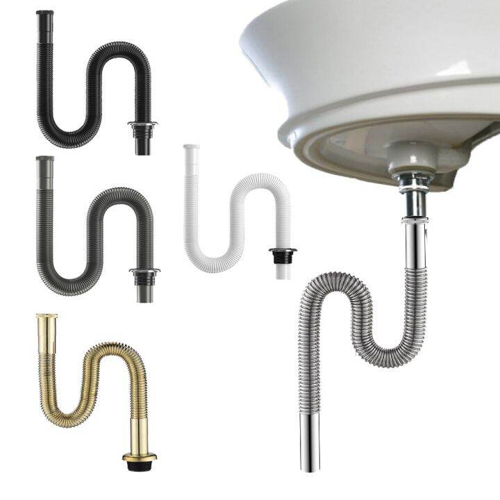 Brass Retractable Bathroom Sink Drain Hose Flexible Basin Drainpipe