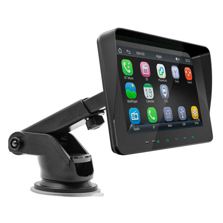 เครื่องเล่น-mp5สเตอริโอรถยนต์7นิ้วโทรแบบแฮนด์ฟรี-bt-วิทยุ-fm-รองรับ-carplay-android-auto-link-ช่วยกลับด้าน-usb-คู่พร้อมรีโมทคอนโทรลพวงมาลัยขายึดปรับได้