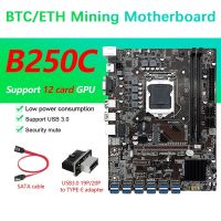 ﹊ New 12 Card B250C BTC Mining Motherboard USB3.0 19P/20P To TYPE E Adapter SATA Cable 12X USB3.0(PCIE) LGA1151 DDR4 MSATA