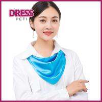 PETI DRESS 6060ซม. ผ้าพันคอไหมไหม สีของสินค้าที่เป็นของแข็ง ผ้าไหมเทียมเลียนแบบ ผ้าพันคอ ทนทานต่อการใช้งาน ผ้าพันคอซาตินสี่เหลี่ยม สำหรับผู้หญิง