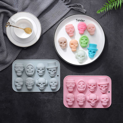 8 Hole Ice Pieces Dripping Molds Cake Decoration Baking DIY Chocolate Halloween Skull Modeling