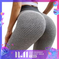 ?【Lowest price】LANG Jacquard กางเกงโยคะไร้รอยต่อกีฬากางเกงออกกำลังกายเอวสูง Leggings breathabl