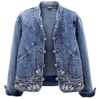 HOT★Vintage Denim เสื้อตัดเสื้อผู้หญิงฤดูใบไม้ผลิฤดูใบไม้ร่วงออกแบบเสื้อแจ็คเก็ตเย็บปักถักร้อยผีเสื้อเสื้อผ้าหญิงใหม่ Outerwear