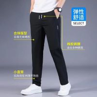 Ice silk elastic thin mens casual pants in the summer sports pants young men loose big yards quick-drying straight trousers