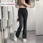Quần tây nữ EMIX, quần ống loe cạp cao 1 cúc, dáng dài, ống ôm và loe