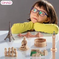 OHAD แบบจำลองอาคารโลกจำลอง7ชิ้น/เซ็ต,แบบจำลองอาคารโลกวันเกิดสำหรับเด็กสร้างสรรค์และสมจริงสำหรับเป็นของขวัญวันเด็ก