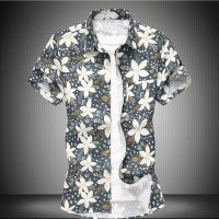 ฤดูร้อนแฟชั่นบุรุษเสื้อฮาวายแขนสั้นปุ่มมะพร้าว TreePrint Casual Beach Aloha เสื้อ Plus ขนาด7XL