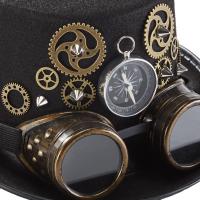 Felt Steampunk Gears Top Hats One Size With Goggles Head Wear For Jazz Cosplay Party