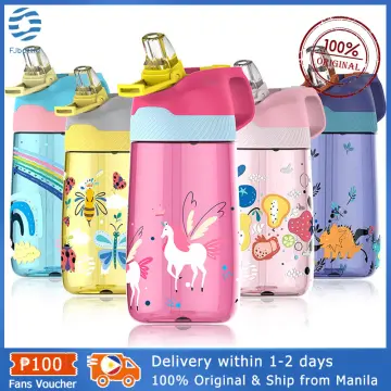 FJbottle 16 oz Kids Water Bottle with Straw for Toddler, Plastic Kids  Bottle for School