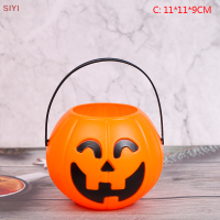 SIYI?Gift?Cheap? Halloween PARTY props ถังฟักทองพลาสติกตกแต่งตกแต่งฮาโลวีน