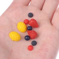 ◕☼ 10pcs 1/12 DollHouse Miniature Kitchen Food Accessories Fruit strawberry blueberry mulberry model For Doll House Decor Toys Gift