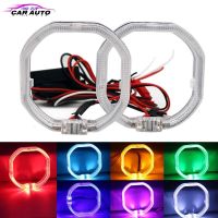 ♈ 2pcs Square Shape Angel Eyes Kit Light Guide Halo Ring LED DRL Headlight Fog Lamps Ring With Drive White For Car Motor 9-36V DC