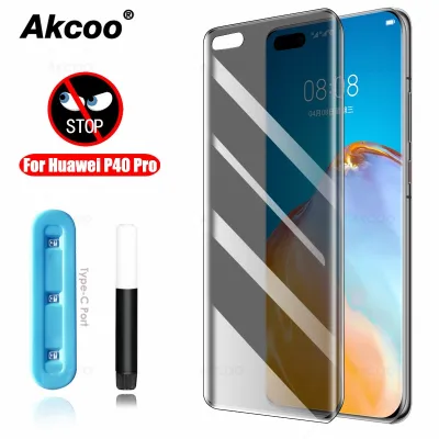 Akcoo for Huawei P40 Pro Privacy Screen Protector UV Full Glue P40 Pro Tempered Glass film anti spy case friendly glass cover