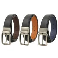 New men rotary pin buckle belt leather double sided with five-color recreational belts sell like hot cakes