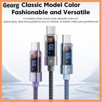 GEORG PC + สายถัก สายเคเบิลข้อมูลมือถือ Pd 66 W จอแสดงผลแบบดิจิตอล สายชาร์จไฟ แบบพกพาได้ การส่งข้อมูล480Mbps สายชาร์จเร็ว โทรศัพท์มือถือสำหรับมือถือ