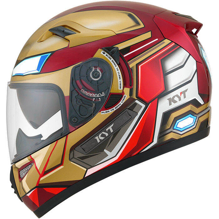 HELM KYT K2 RIDER MARVEL IRON MAN RED GOLD DOUBLE VISOR Original