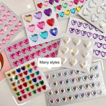 3D Colourful Glitter Heart Sticker Sheet Puffy Heart -  in 2023