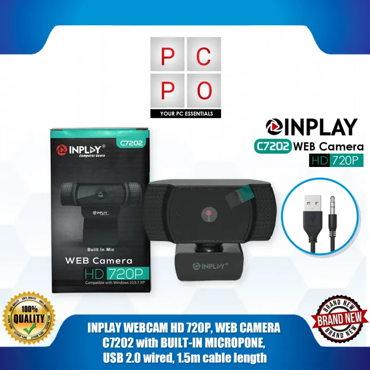 INPLAY WEBCAM HD 720P, WEB CAMERA C7202 with BUILTIN MICROPONE, USB 2.