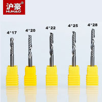 หัวดอกเราเตอร์เครื่องตัดเกลียวเดี่ยวขลุ่ย Huhao 5ชิ้น/ล็อต Cnc End Mill 4มม. สำหรับอะคริลิคคาร์ไบด์เครื่องตัดมิลลิ่งเหล็ก Tugsten