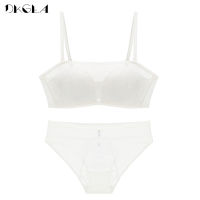 2021White Tube Top Lace Lingerie Set Seamless Brassiere Cotton Women Bra Panties Sets Embroider Wedding Dress Underwear Set Sexy Bra